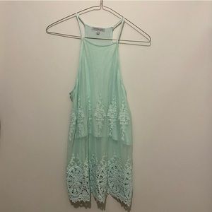 Charlotte Russe Mint Green Lace Tank Top